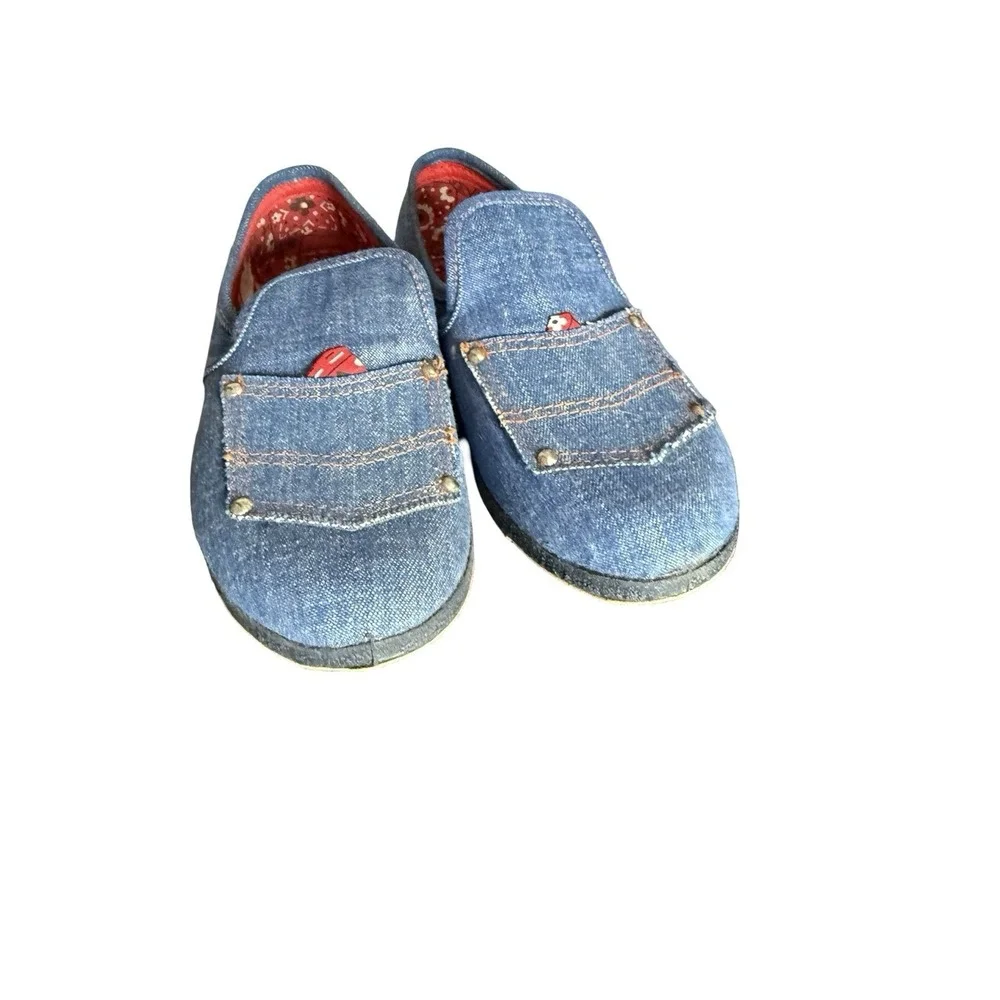 Vintage 1960s Wellco Denim bandana‎ western slip on shoes new sz 2 W